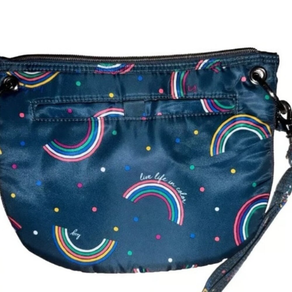 Lug Swivel Convertible Crossbody - Rainbow Navy Live Life In Color handbag - EUC
