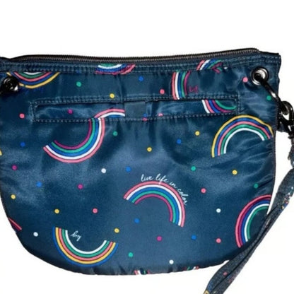 Lug Swivel Convertible Crossbody - Rainbow Navy Live Life In Color handbag - EUC