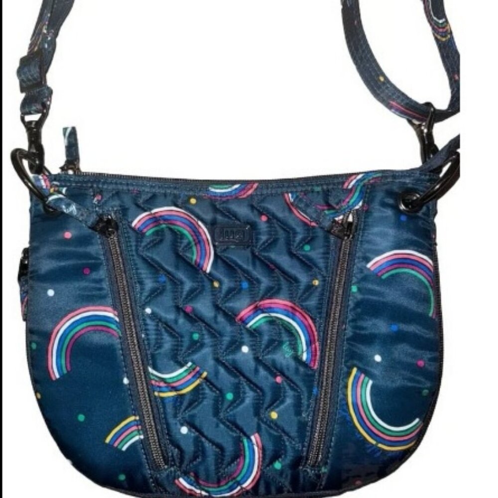 Lug Swivel Convertible Crossbody - Rainbow Navy Live Life In Color handbag - EUC