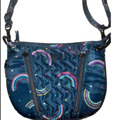 Lug Swivel Convertible Crossbody - Rainbow Navy Live Life In Color handbag - EUC