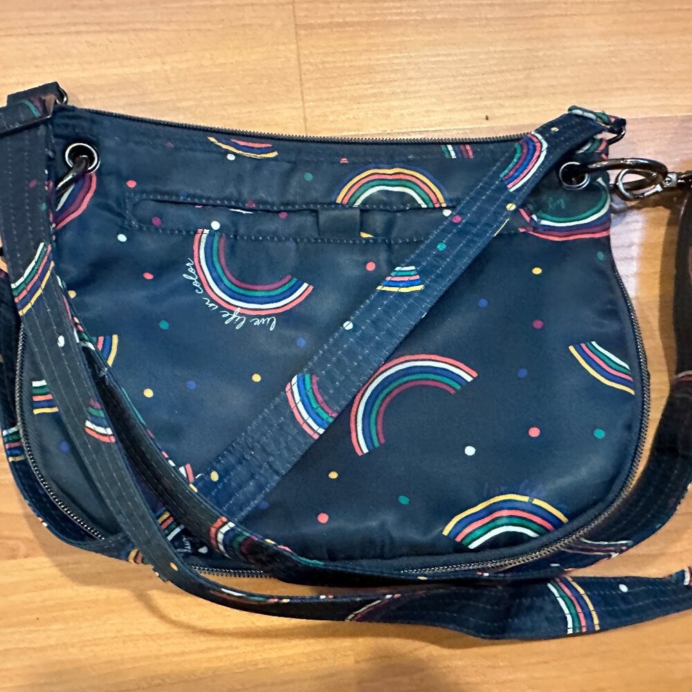 Lug Swivel Convertible Crossbody - Rainbow Navy Live Life In Color handbag - EUC