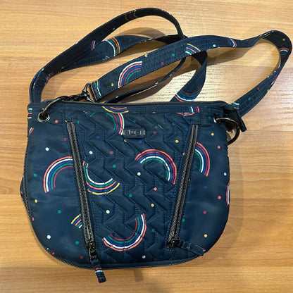 Lug Swivel Convertible Crossbody - Rainbow Navy Live Life In Color handbag - EUC