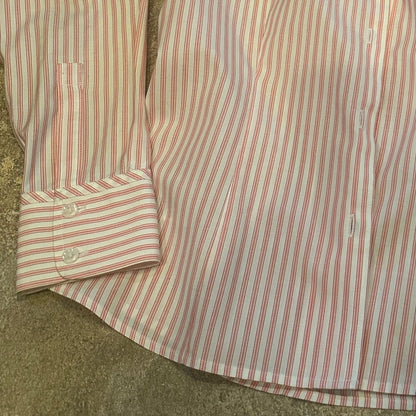 Eddie Bauer Wrinkle Restistant Red & White Striped LS Tailored Shirt - Small