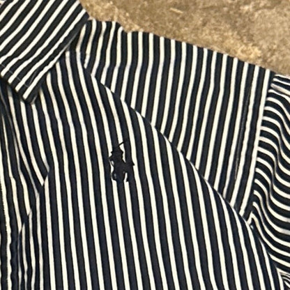 Ralph Lauren Sport Tailored Slim Fit Blue & White Stripped LS Shirt, Size 4