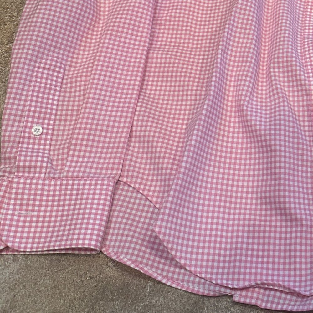 Ralph Lauren Non Iron Pink & White Checkered LS Shirt, Small