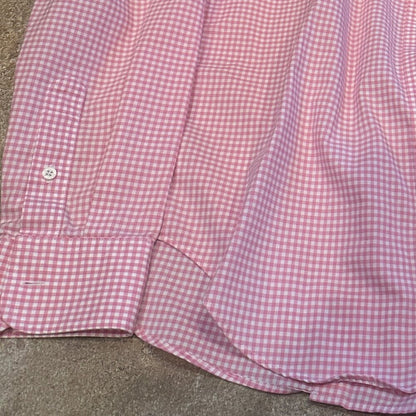 Ralph Lauren Non Iron Pink & White Checkered LS Shirt, Small
