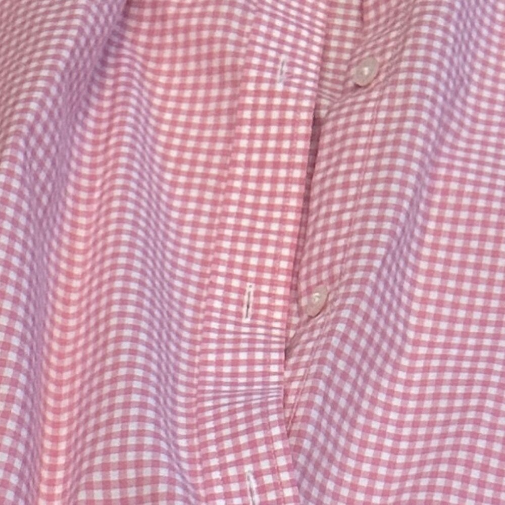 Ralph Lauren Non Iron Pink & White Checkered LS Shirt, Small