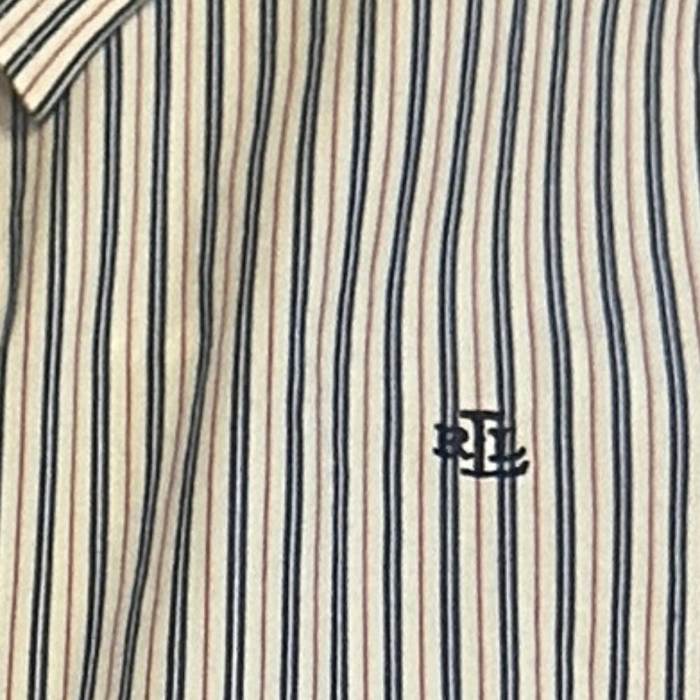 Lauren Ralph Lauren Non Iron Blue, Red & White Striped LS Shirt, Small