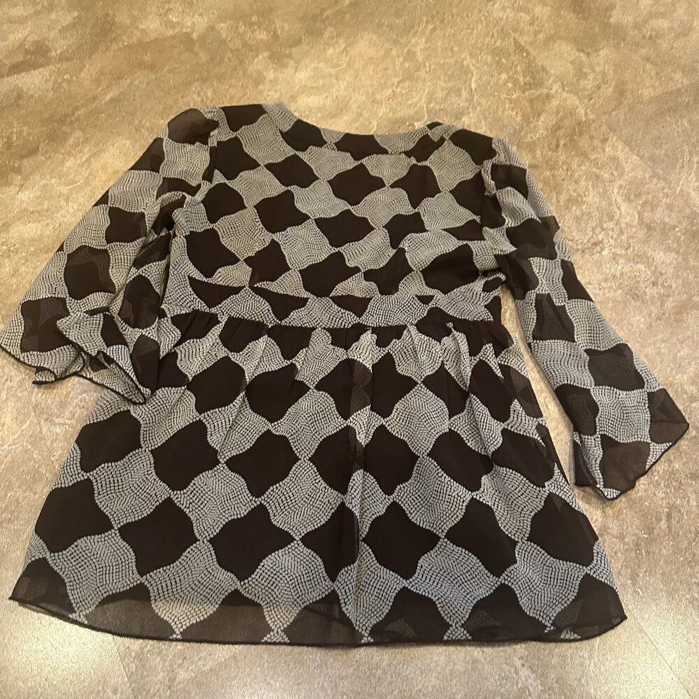 INC International Concept Sheer Overlay Baby Doll Side Zipper Shirt - Size 2