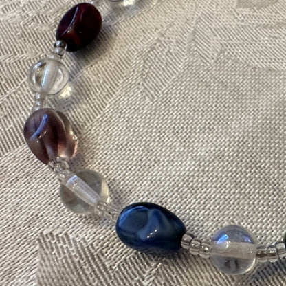 Vintage Costume Jewelry - Glass Bead & Stone Bracelet - Screw Closure - EUC