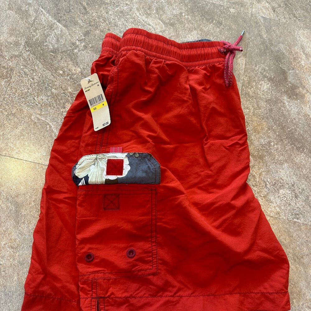 Tommy Bahama Relax Cargo Swim Trunks Board Shorts Red NWT - Med