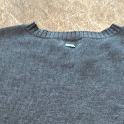DKNY Black/Pink Contrast Trim Crew Neck Knit Sweater - Pink Trimed - Size XS