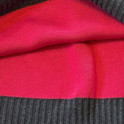 DKNY Black/Pink Contrast Trim Crew Neck Knit Sweater - Pink Trimed - Size XS