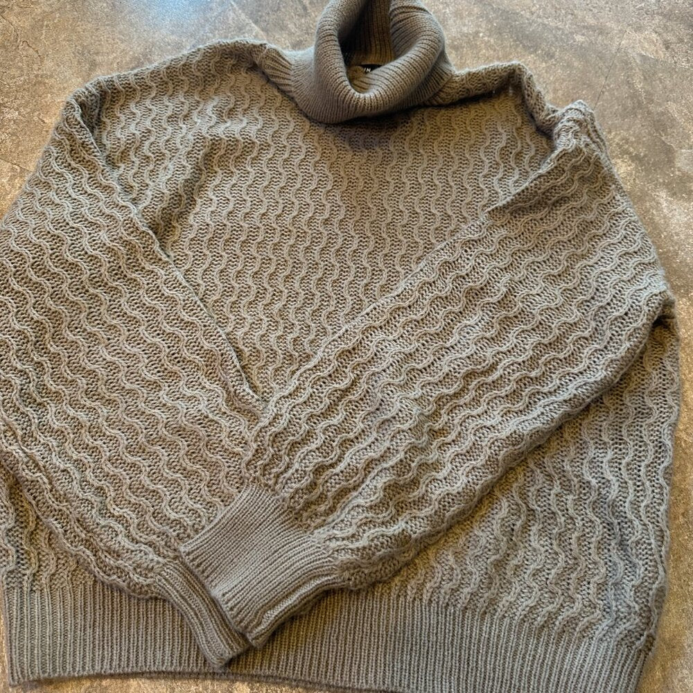 Shein Light Brown Cowl Neck Cable Sweater - Size Small