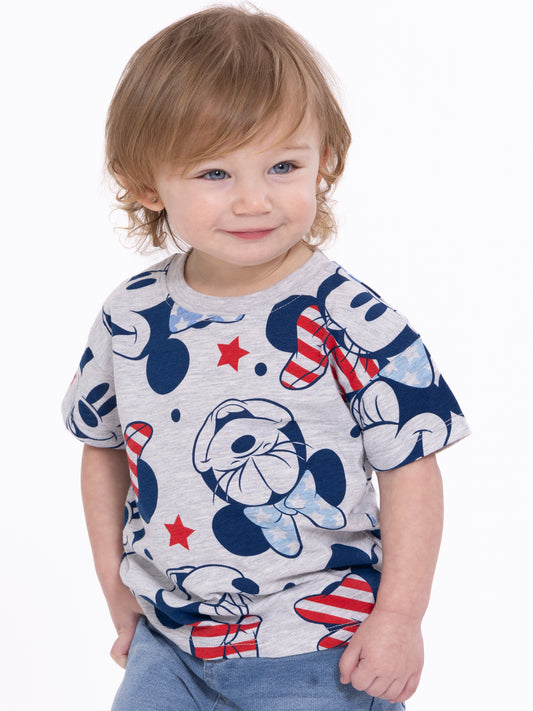 Minnie Mouse Toddler Girls Short Sleeve Americana Crewneck T-Shirt, 12M