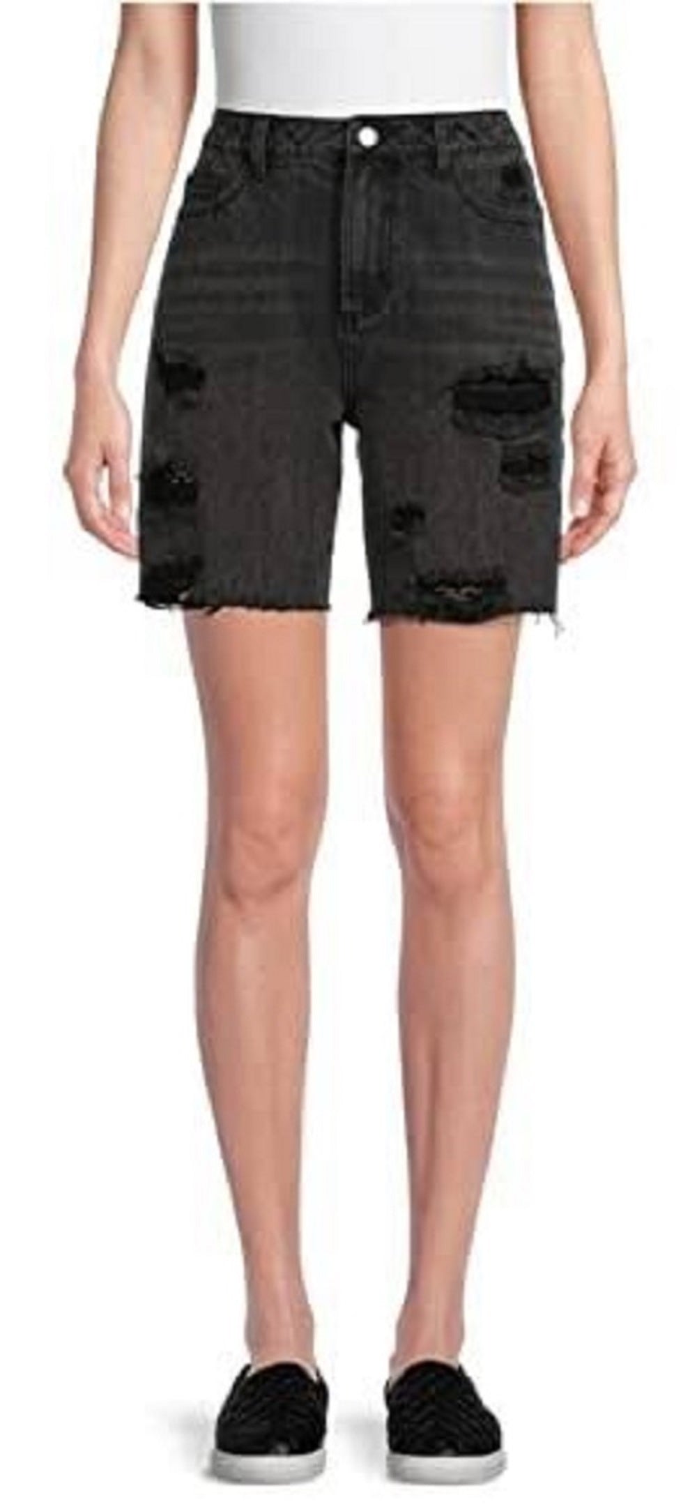 No Boundaries Junior's Black Wash 90's Boyfriend Shorts - 5