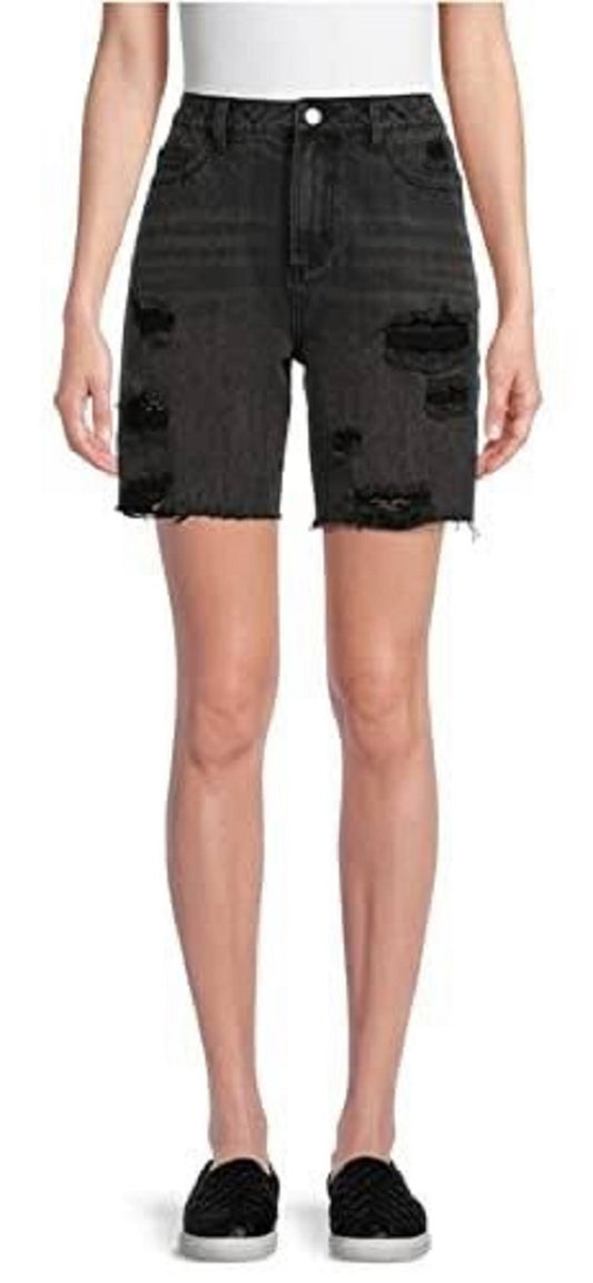 No Boundaries Junior's Black Wash 90's Boyfriend Shorts - 5