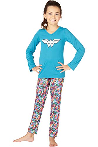 Wonder Woman Girls' 2pc Pajama Set, Turquoise, X-Small